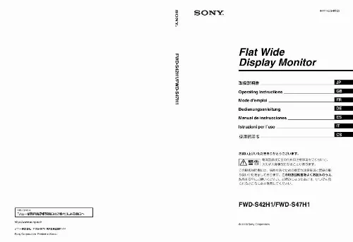 Mode d'emploi SONY FWD-S42H1