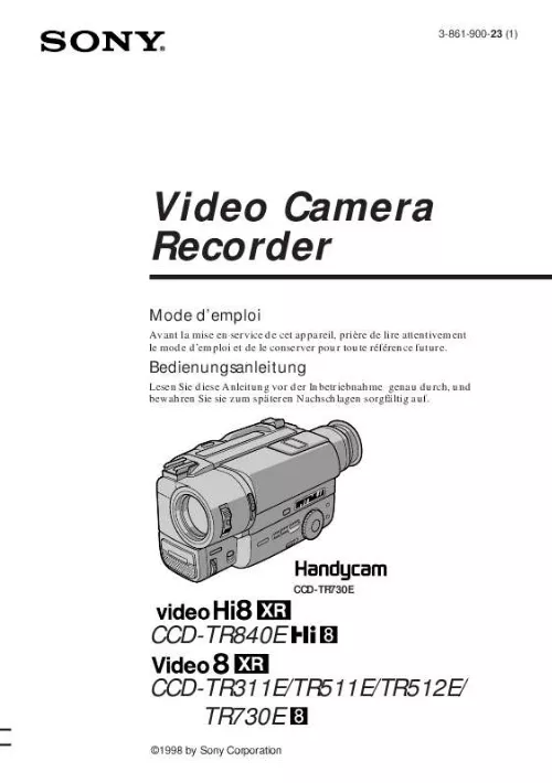 Mode d'emploi SONY HANDYCAM CCD-TR311E