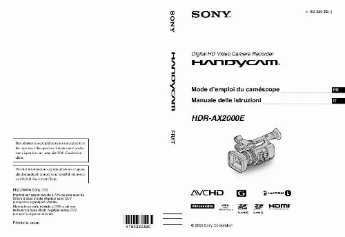 Mode d'emploi SONY HDR-AX2000E