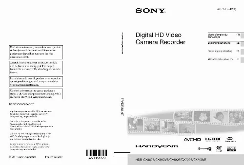 Mode d'emploi SONY HDR-CX700VE