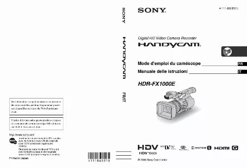 Mode d'emploi SONY HDR-FX1000E