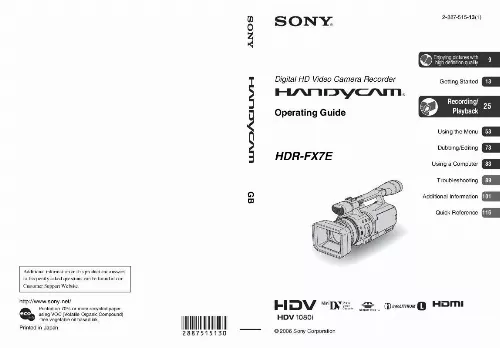 Mode d'emploi SONY HDR-FX7E