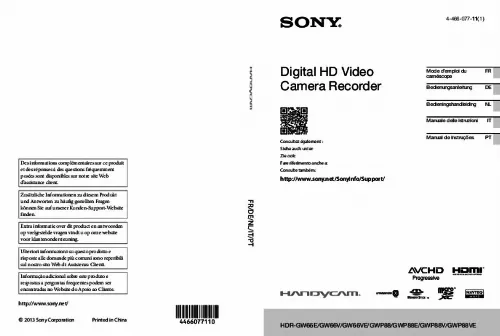 Mode d'emploi SONY HDR-GW66