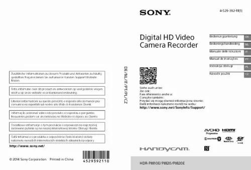 Mode d'emploi SONY HDR-PJ810EB