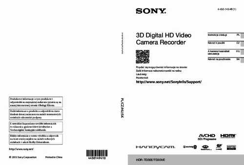 Mode d'emploi SONY HDR-TD30E