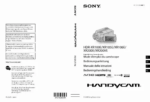 Mode d'emploi SONY HDR-XR105E