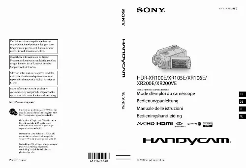 Mode d'emploi SONY HDR-XR106E