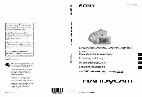 Mode d'emploi SONY HDR-XR500E
