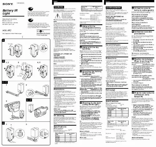 Mode d'emploi SONY HVL-IRC