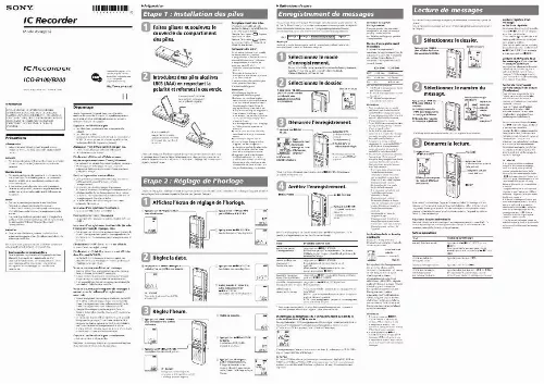 Mode d'emploi SONY ICD-B100