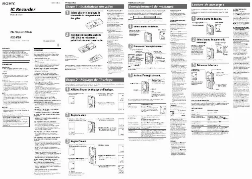 Mode d'emploi SONY ICD-P28