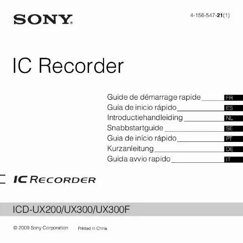 Mode d'emploi SONY ICD-UX200F