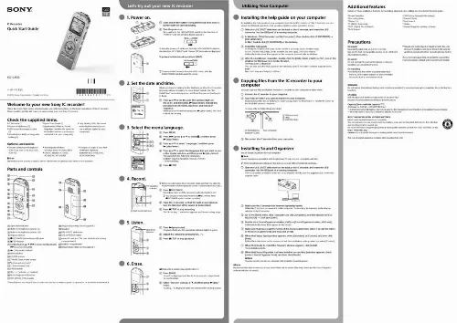 Mode d'emploi SONY ICD-UX533