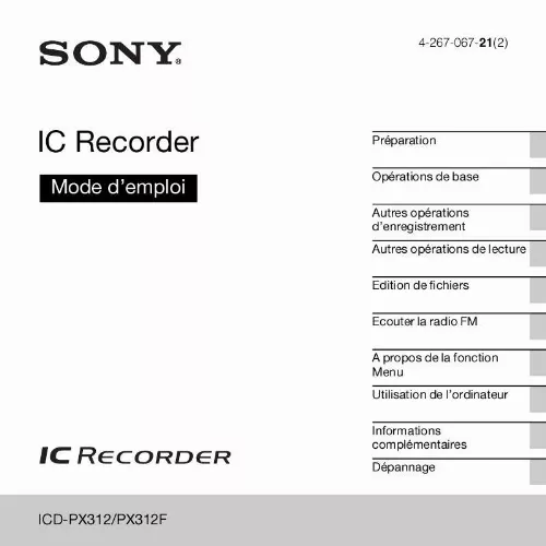 Mode d'emploi SONY ICDPX333M.CE7