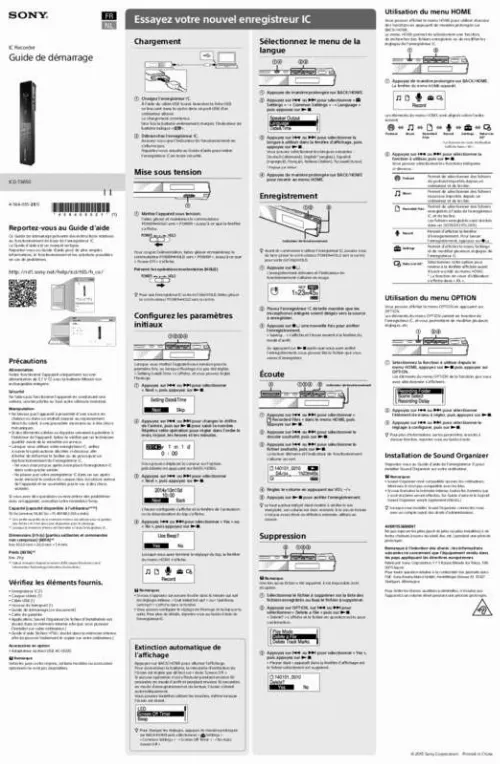 Mode d'emploi SONY ICDTX650B.CE7