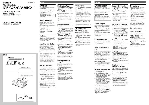 Mode d'emploi SONY ICF-C25