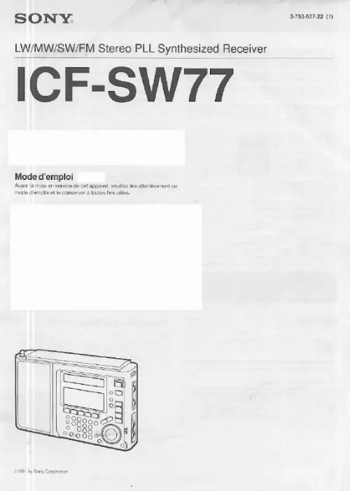 Mode d'emploi SONY ICF-SW77