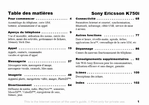 Mode d'emploi SONY K750I