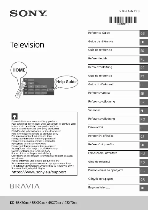 Mode d'emploi SONY KD-49X7055