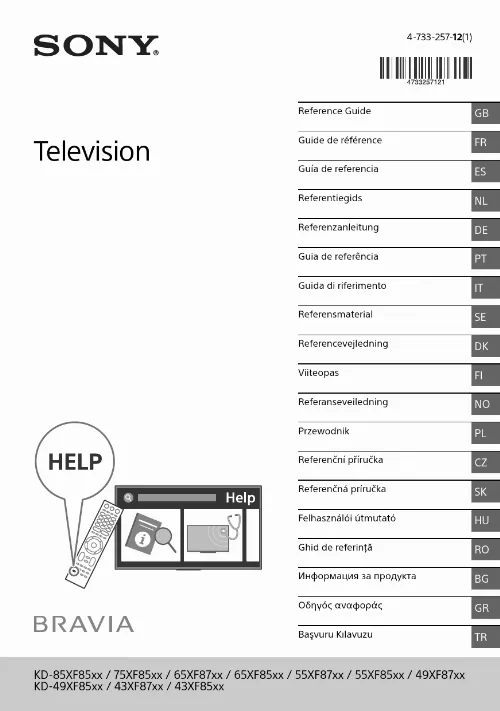 Mode d'emploi SONY KD-49XF8505BAEP