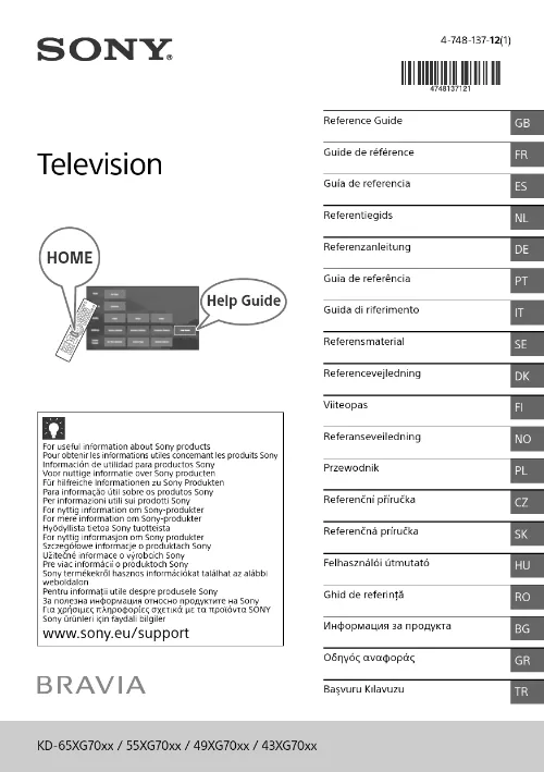 Mode d'emploi SONY KD43XG7004