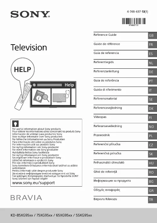 Mode d'emploi SONY KD55XG9505