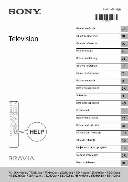 Mode d'emploi SONY KD65XH9096BAEP