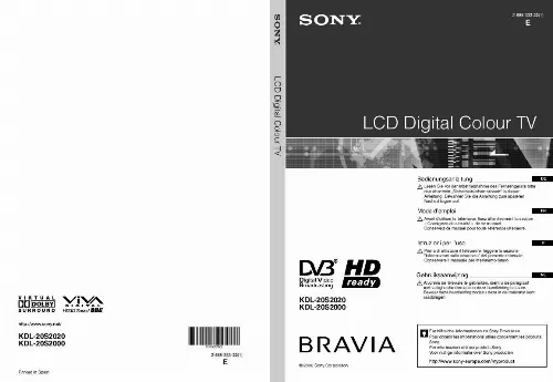 Mode d'emploi SONY KDL-20S2020