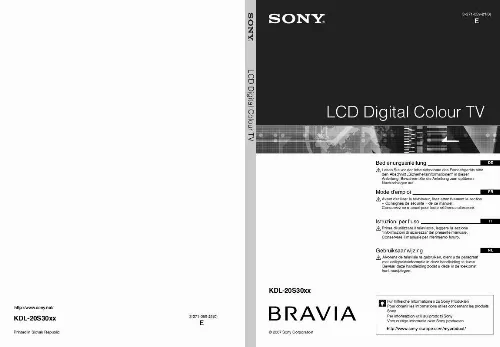 Mode d'emploi SONY KDL-20S3020