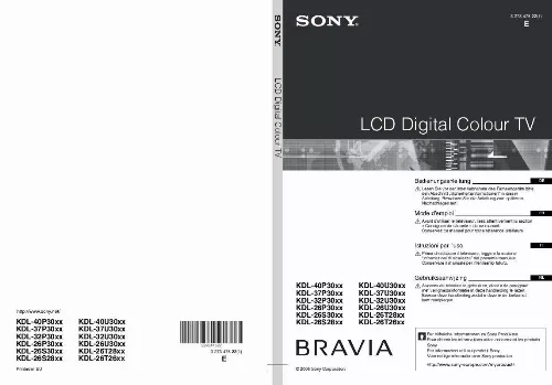 Mode d'emploi SONY KDL-26S2800