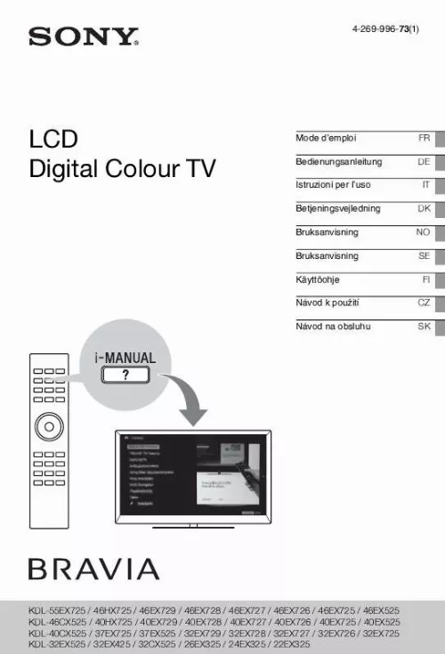 Mode d'emploi SONY BRAVIA KDL-40EX728