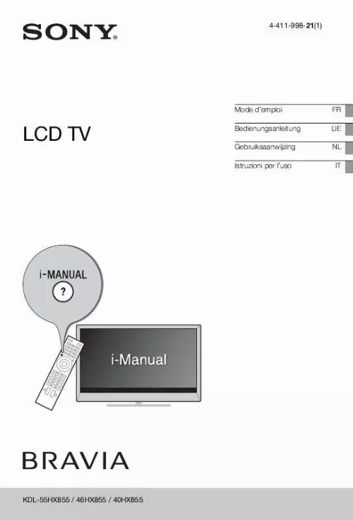 Mode d'emploi SONY BRAVIA KDL-46HX855