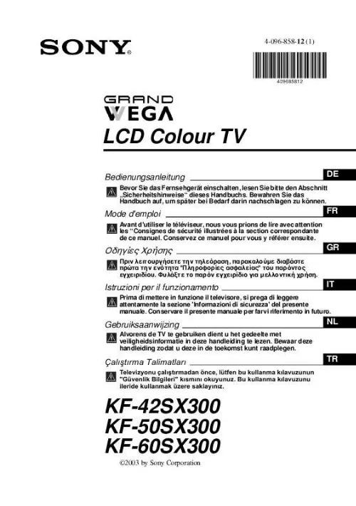 Mode d'emploi SONY KF-50SX300