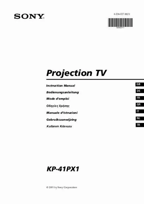 Mode d'emploi SONY KP-41PX1