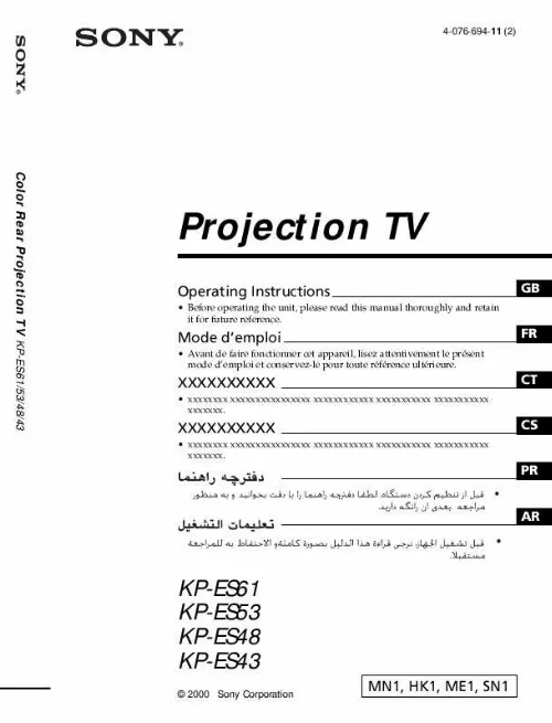 Mode d'emploi SONY KP-ES48MN1