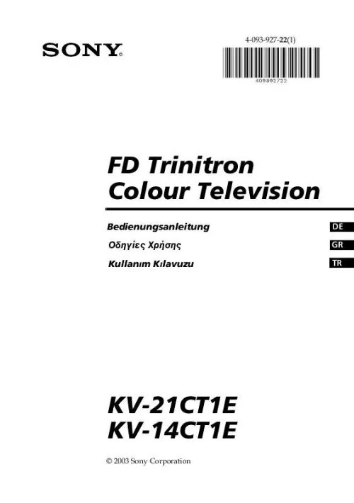 Mode d'emploi SONY KV-14CT1E