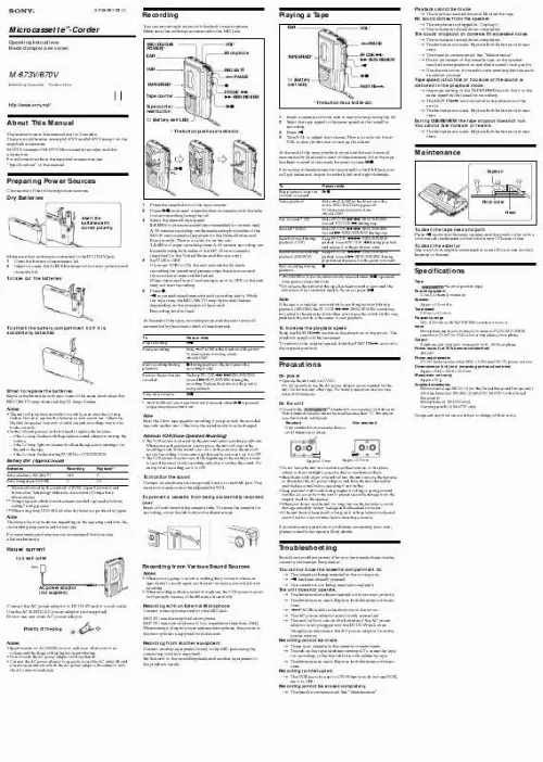 Mode d'emploi SONY M-670V