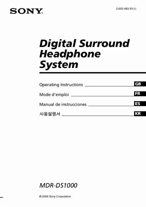 Mode d'emploi SONY MDR-DS1000