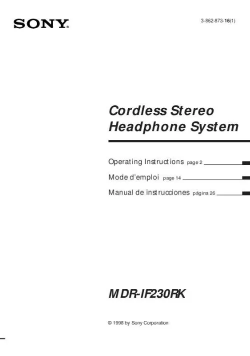 Mode d'emploi SONY MDR-IF230RK