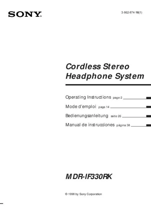 Mode d'emploi SONY MDR-IF330RK
