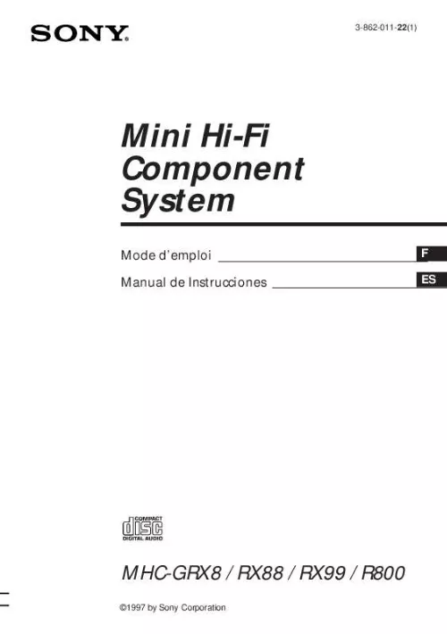 Mode d'emploi SONY MHC-GRX8