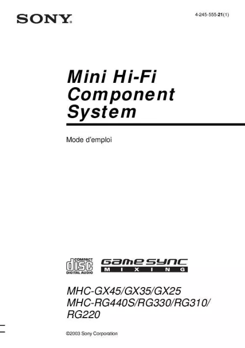 Mode d'emploi SONY MHC-RG220