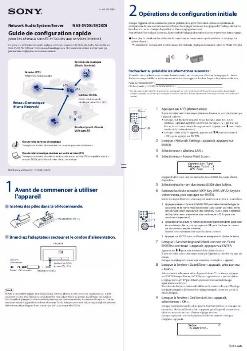 Mode d'emploi SONY NAS-SV20DI