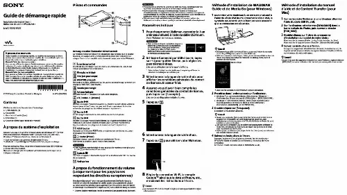 Mode d'emploi SONY NWZ-F886