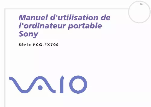 Mode d'emploi SONY PCG-FX701