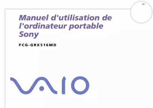 Mode d'emploi SONY PCG-GRX516MD