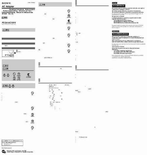 Mode d'emploi SONY PCGA-AC19V4