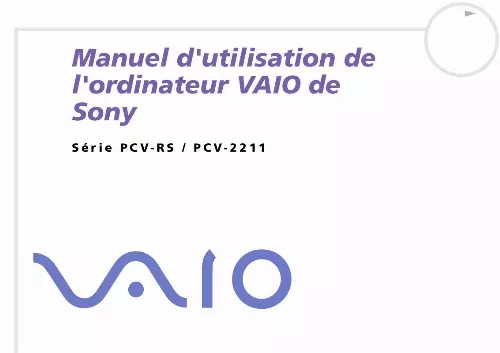 Mode d'emploi SONY PCV-RS102
