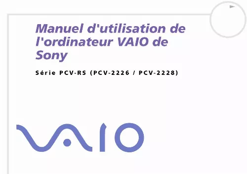 Mode d'emploi SONY PCV-RS206