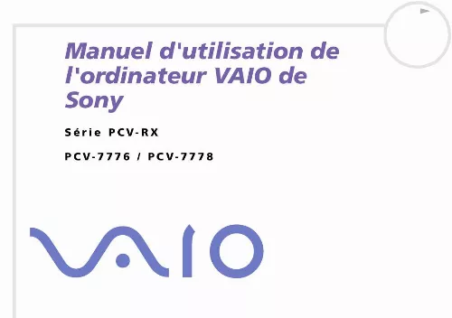 Mode d'emploi SONY PCV-RX501D